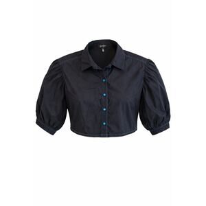 Jessica Simpson Black Cropped Puff Sleeve Western Boho Button Front Blouse L